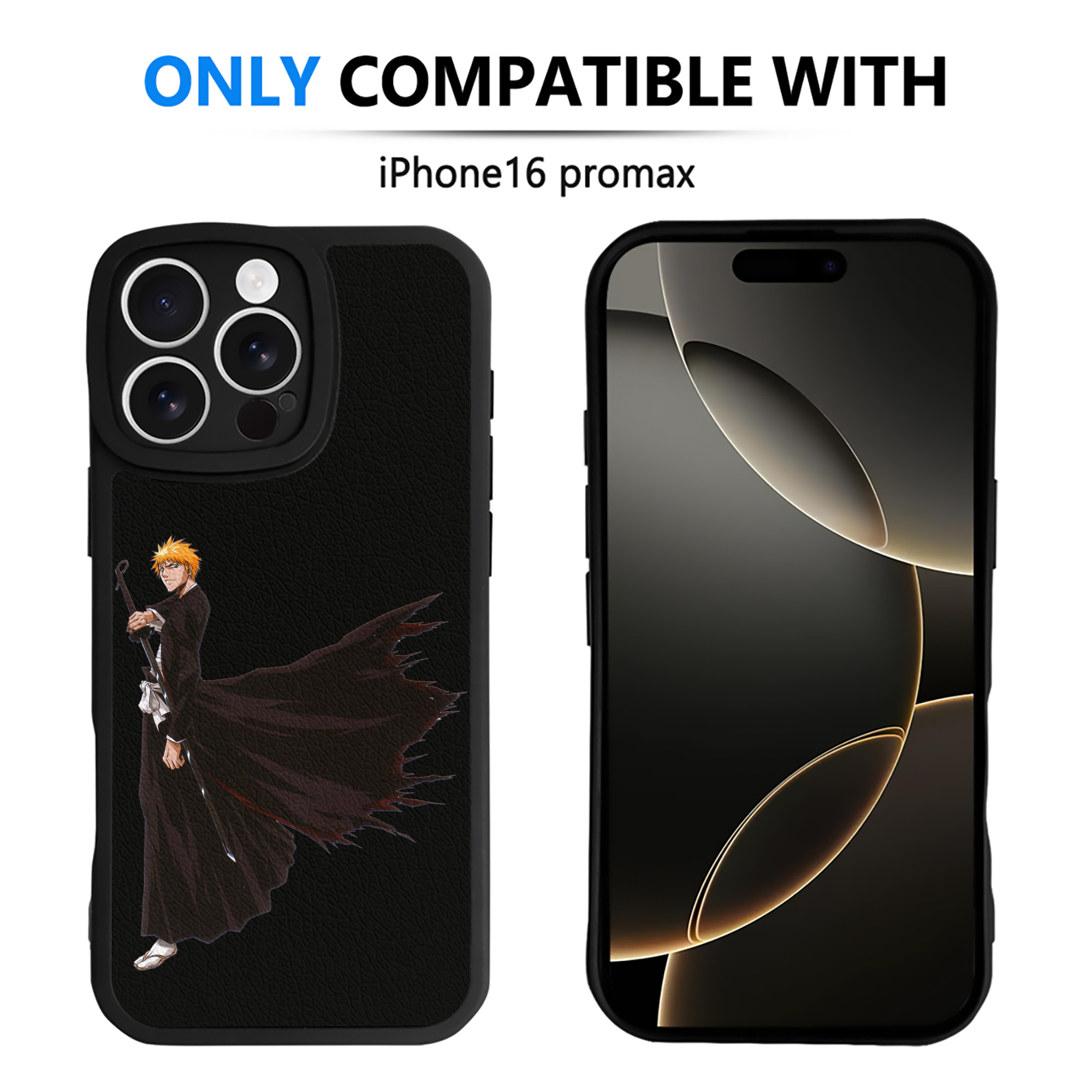 ブリーチ 黒崎一護（くろさき いちご）BLEACH Kurosaki Ichigo 【iPhone 16シリーズ対応】シリコンスマホケース（レザー調） 材質：シリコン